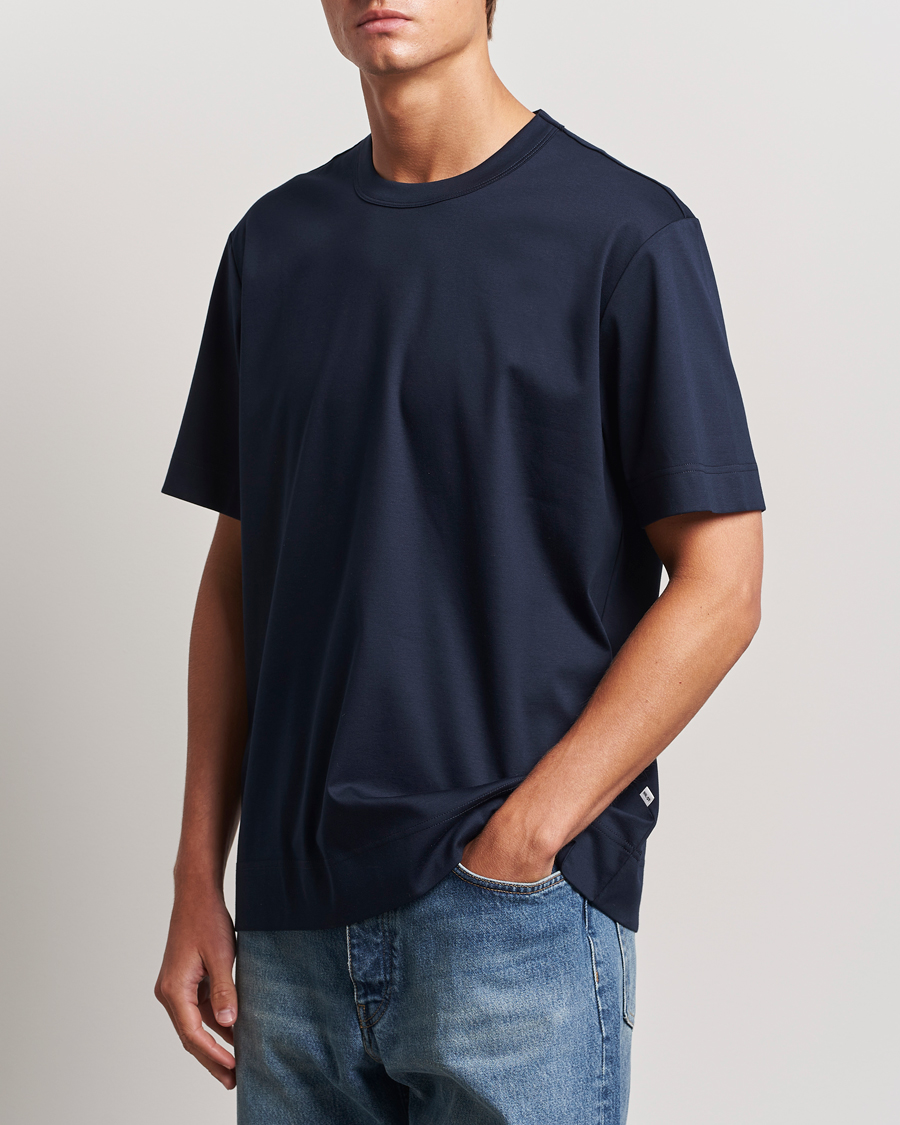 Herren | T-Shirts | NN07 | Pedro Mercerized Crew Neck T-Shirt Navy Blue