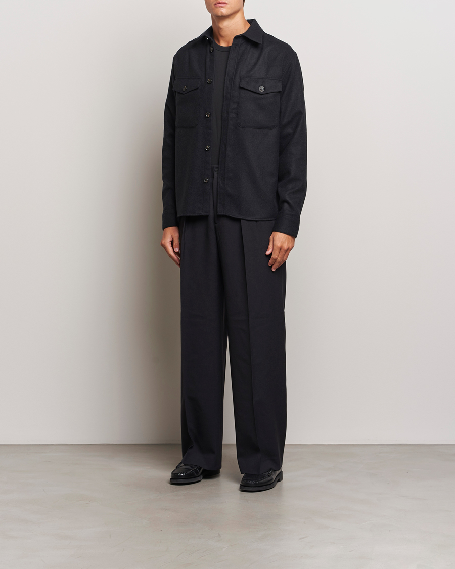 Herren | Hemden | J.Lindeberg | Flat Wool Overshirt Black