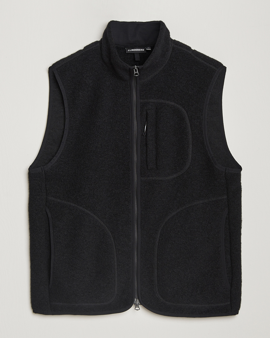 Herren | J.Lindeberg Duncan Wool Fleece Vest Black | J.Lindeberg | Duncan Wool Fleece Vest Black
