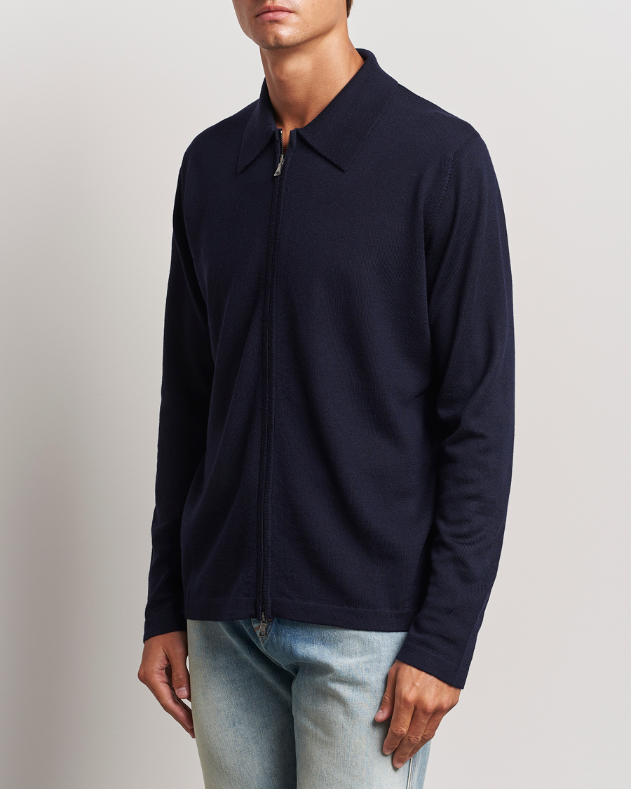 Herren | Pullover | J.Lindeberg | Kaleb Merino Zip Cardigan Navy