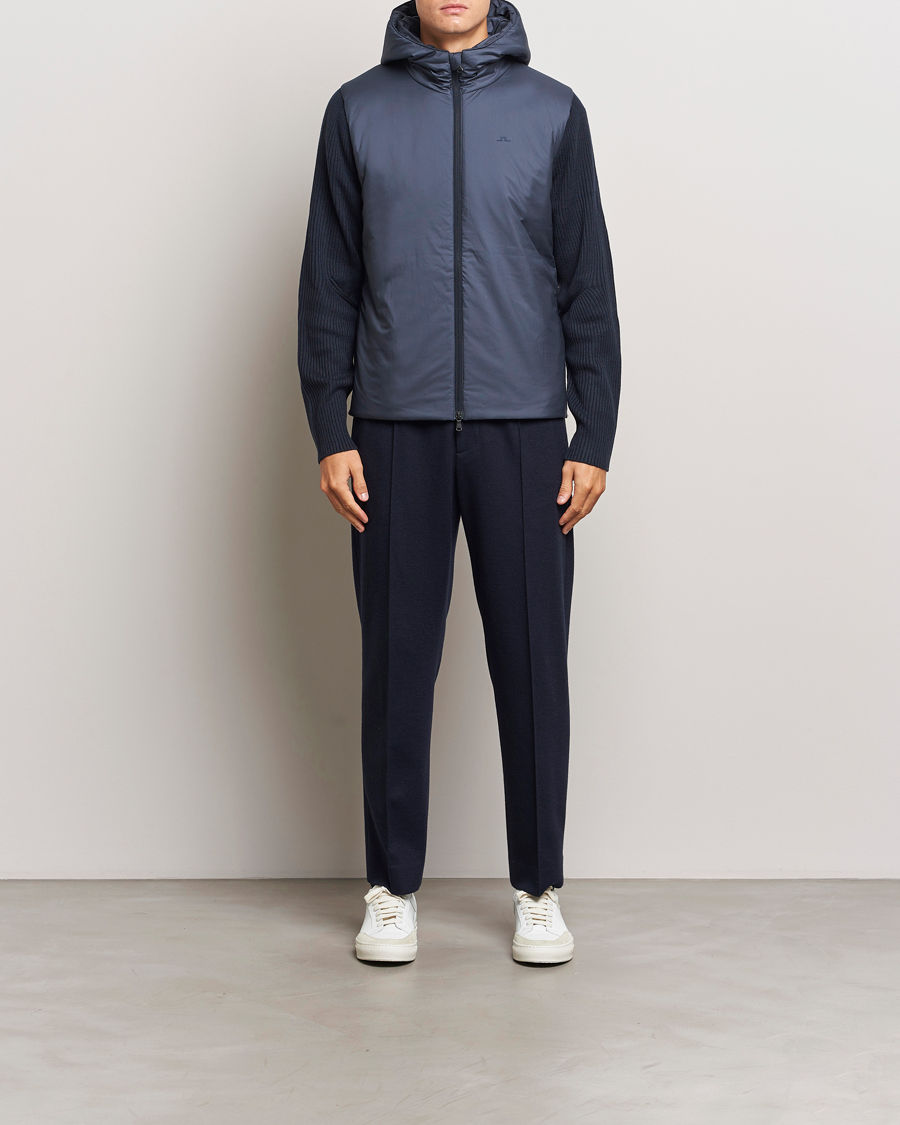 Herren | Jacken | J.Lindeberg | Thierry Hybrid Knit Hoodie Navy