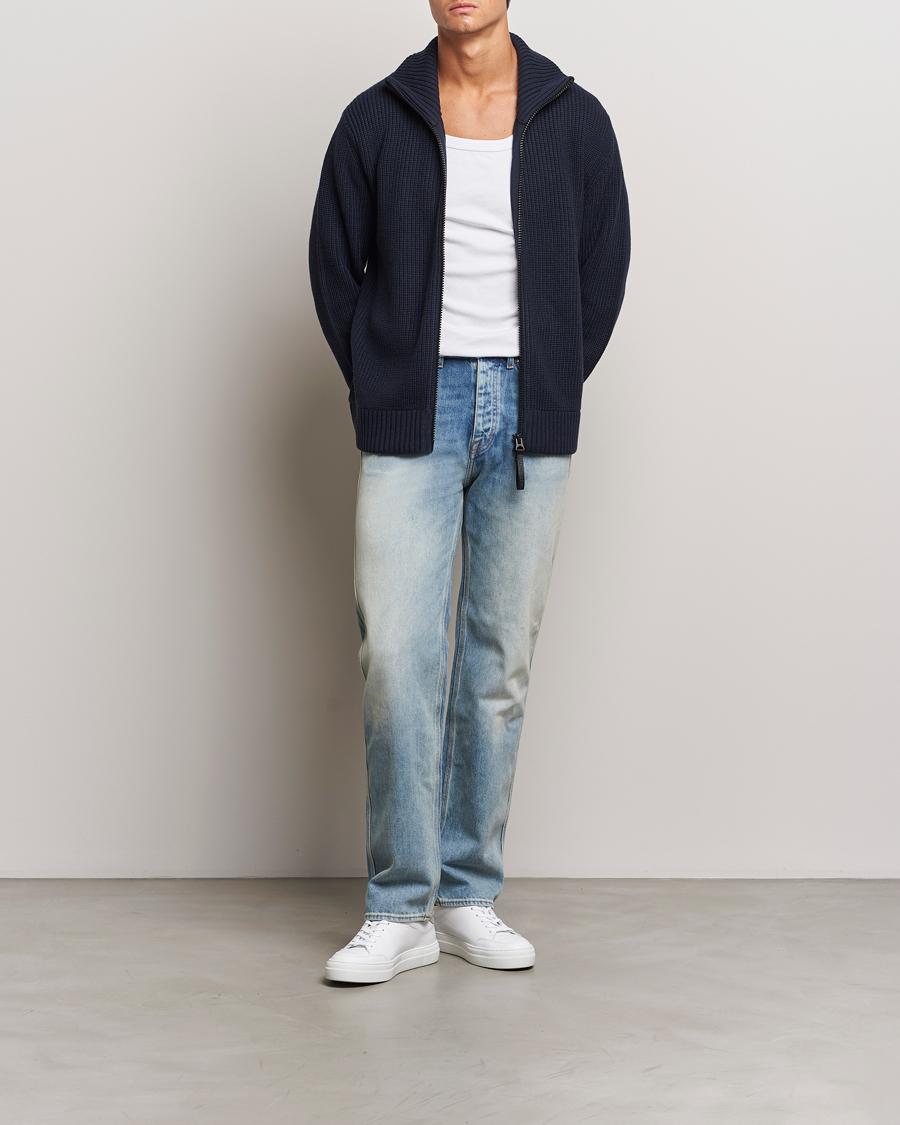 Herren | Pullover | J.Lindeberg | Skyler Wool Blend Zip Cardigan Navy