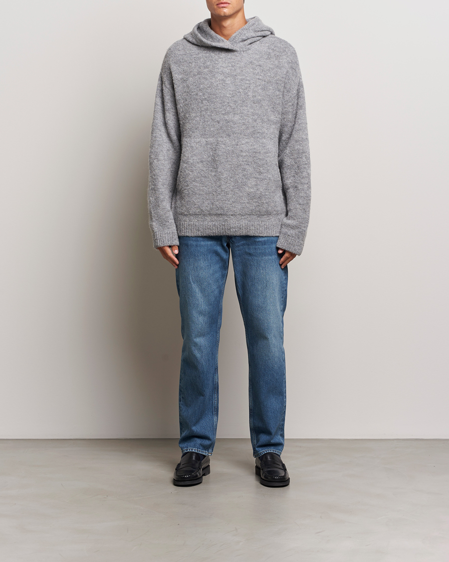 Herren | Pullover | J.Lindeberg | Broon Alpaca Blend Hoodie Mid Grey Melange