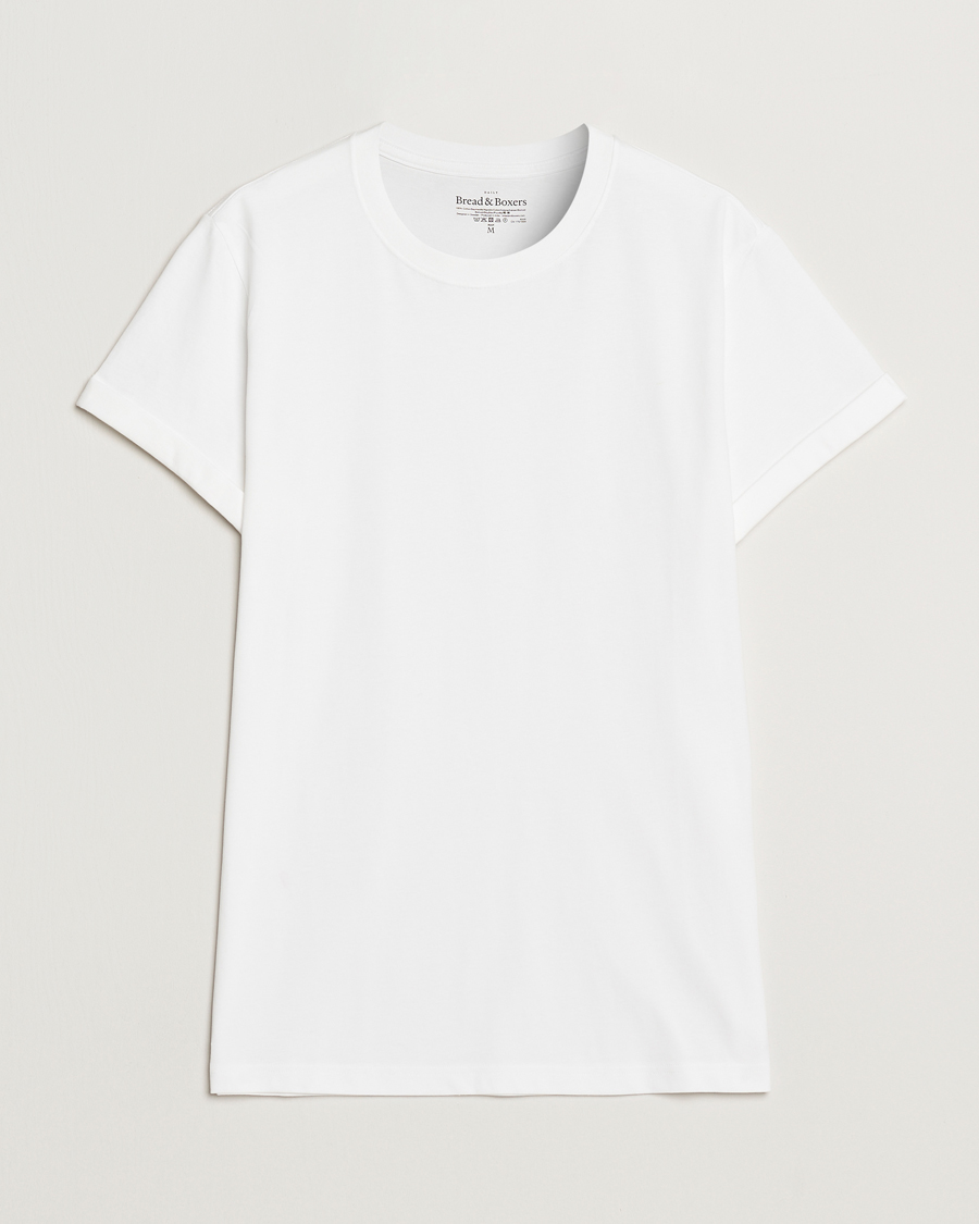 Herren | T-Shirts | Bread & Boxers | Roll-Up Crew Neck T-Shirt White