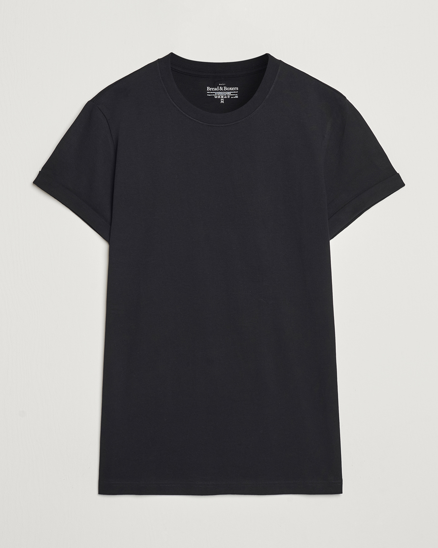 Herren | T-Shirts | Bread & Boxers | Roll-Up Crew Neck T-Shirt Black