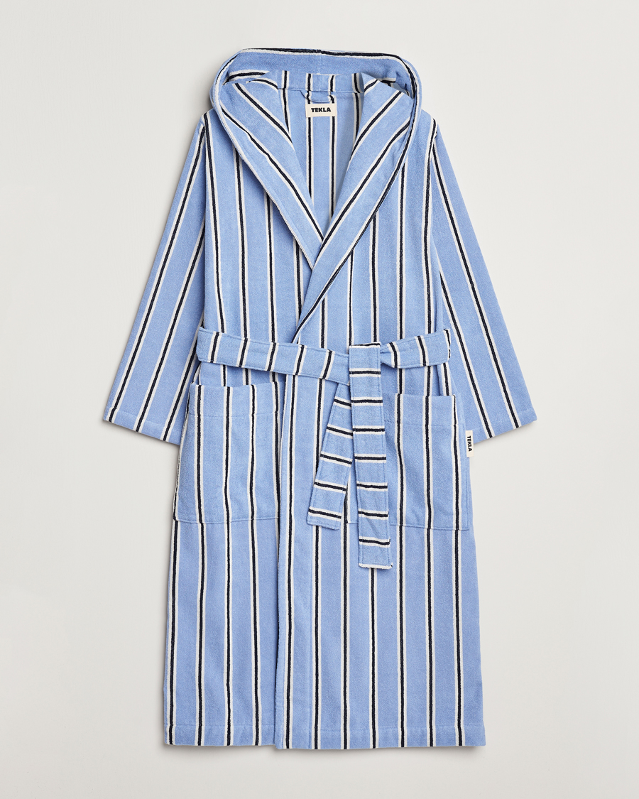 Herren | Tekla Organic Terry Hooded Bathrobe Basset Stripes | Tekla | Organic Terry Hooded Bathrobe Basset Stripes