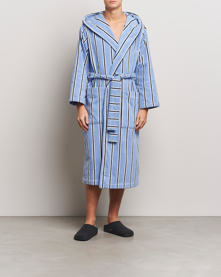 Herren | Tekla Organic Terry Hooded Bathrobe Basset Stripes | Tekla | Organic Terry Hooded Bathrobe Basset Stripes