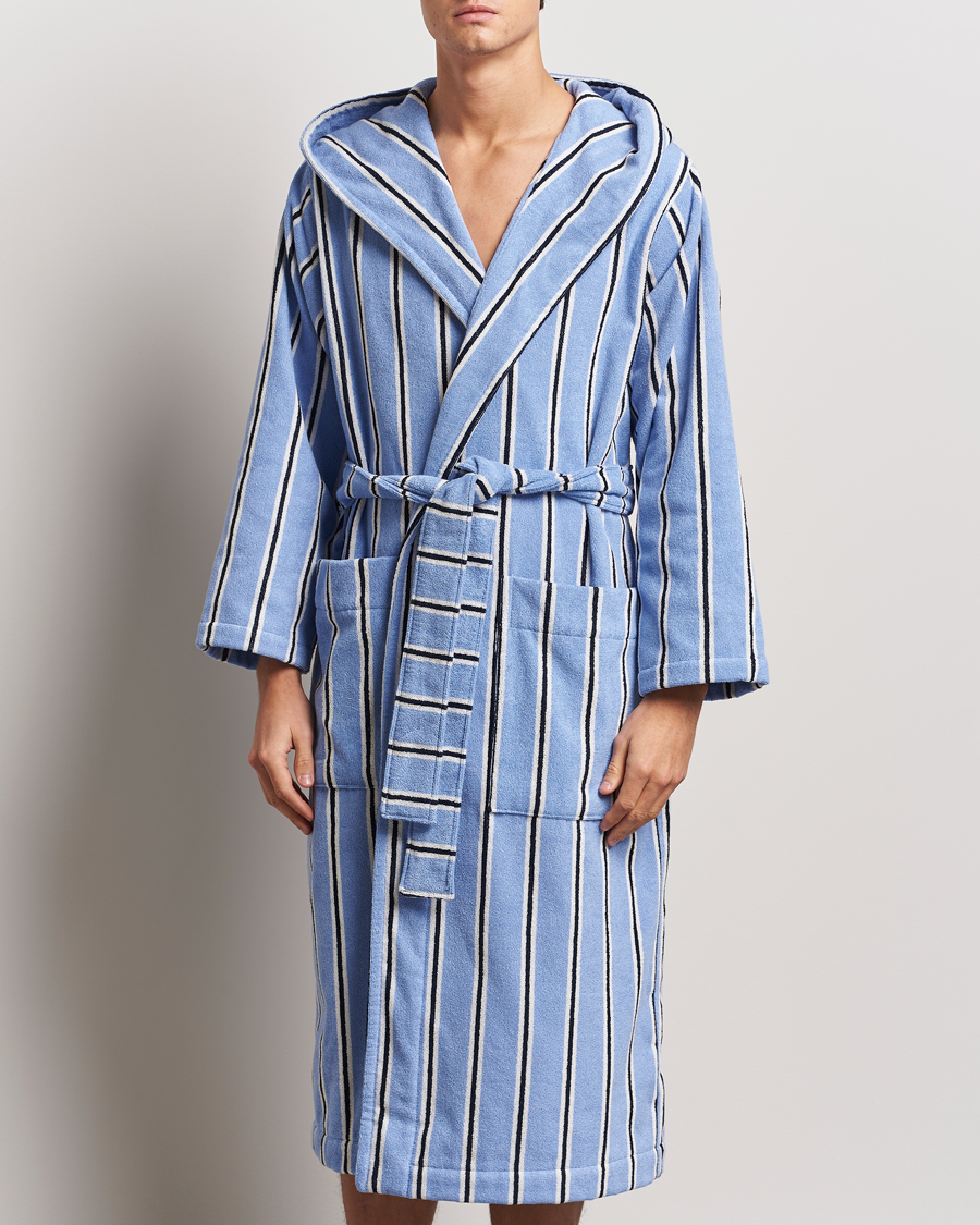 Herren | Tekla Organic Terry Hooded Bathrobe Basset Stripes | Tekla | Organic Terry Hooded Bathrobe Basset Stripes