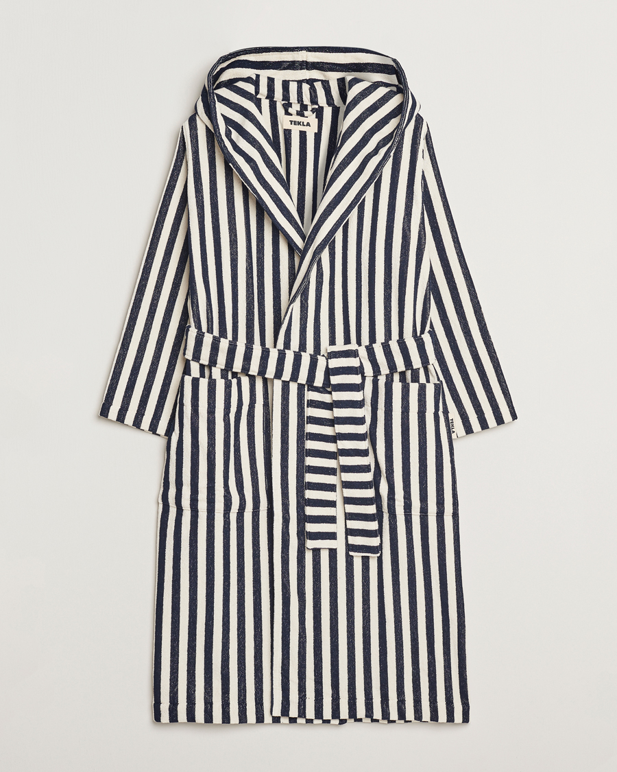 Herren | Tekla Organic Terry Hooded Bathrobe Humbug Stripes | Tekla | Organic Terry Hooded Bathrobe Humbug Stripes