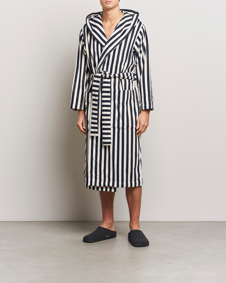 Herren | Tekla Organic Terry Hooded Bathrobe Humbug Stripes | Tekla | Organic Terry Hooded Bathrobe Humbug Stripes