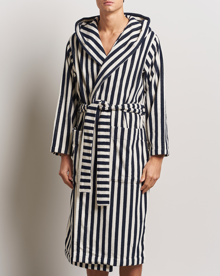 Herren | Tekla Organic Terry Hooded Bathrobe Humbug Stripes | Tekla | Organic Terry Hooded Bathrobe Humbug Stripes