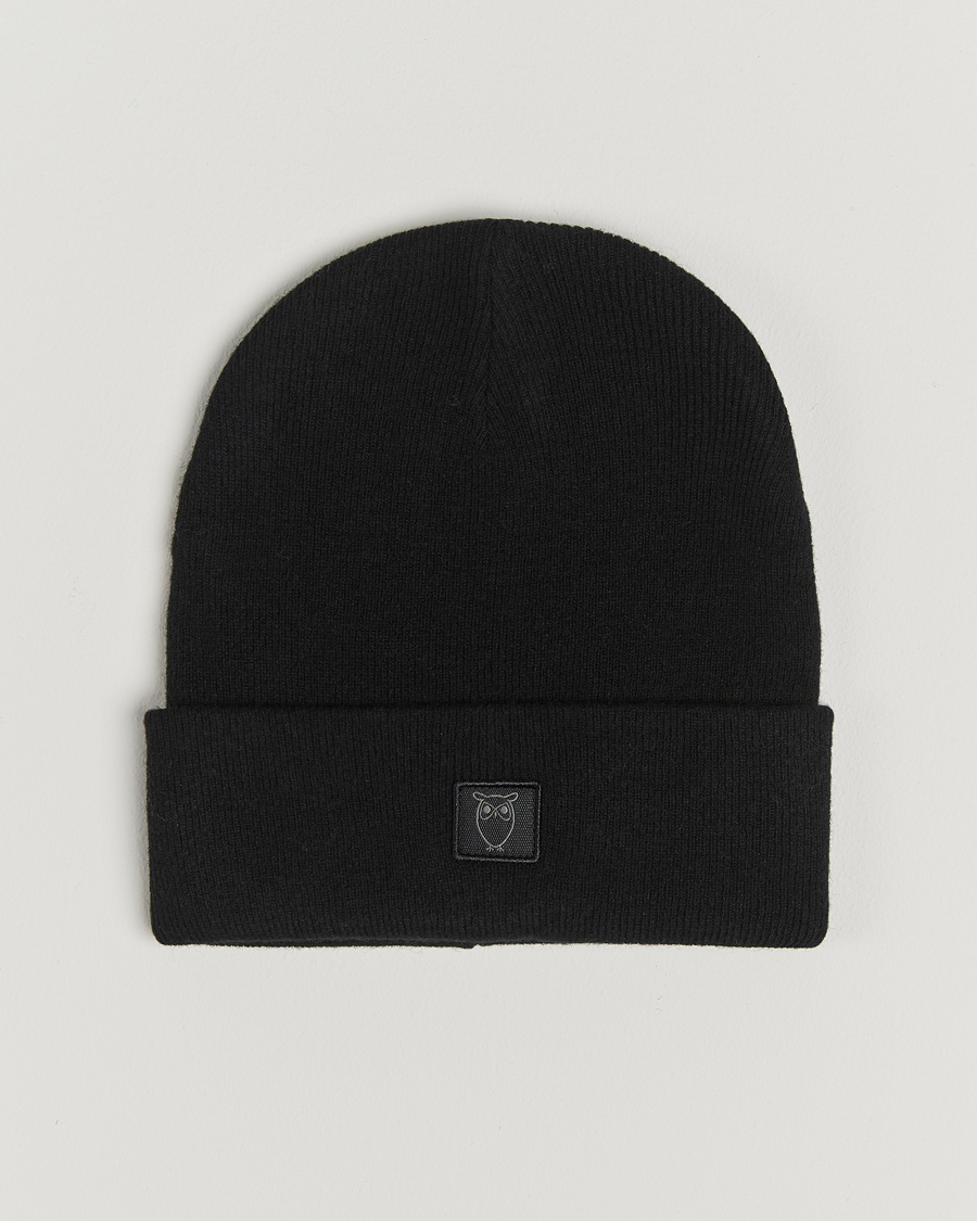 Herren | Mützen | KnowledgeCotton Apparel | Double Layer Wool Beanie Black