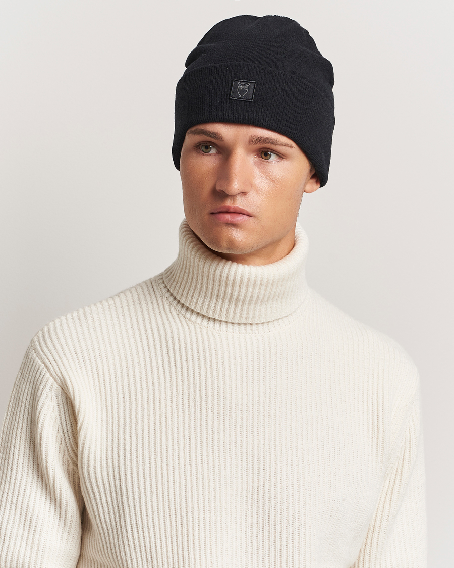 Herren | Mützen | KnowledgeCotton Apparel | Double Layer Wool Beanie Black