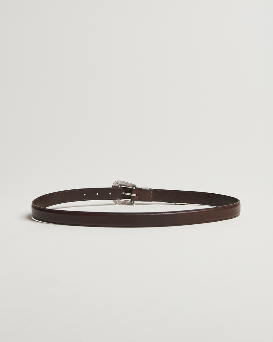 Herren | Anderson's Grained Western Leather Belt 2,5 cm Dark Brown | Anderson's | Grained Western Leather Belt 2,5 cm Dark Brown