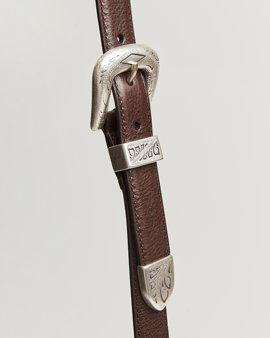 Herren | Anderson's Grained Western Leather Belt 2,5 cm Dark Brown | Anderson's | Grained Western Leather Belt 2,5 cm Dark Brown