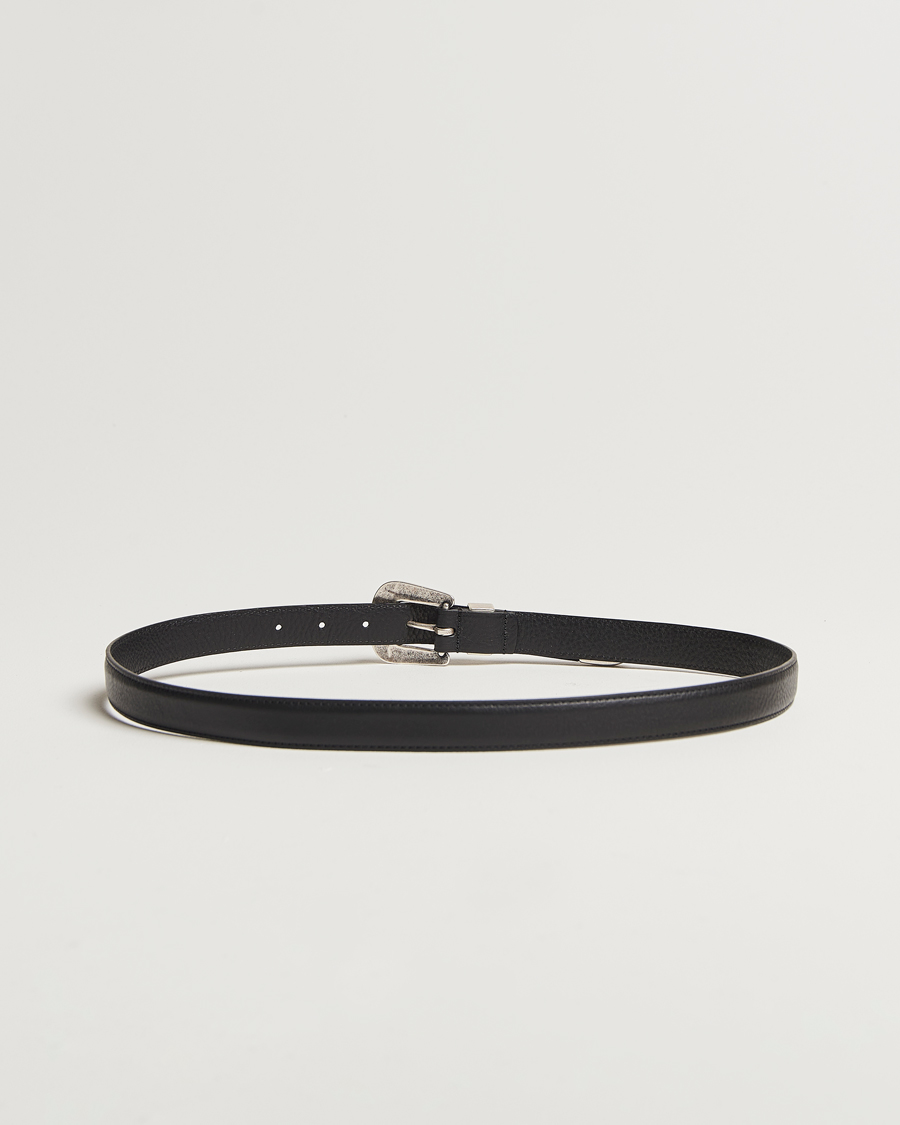 Herren | Gürtel | Anderson's | Grained Western Leather Belt 2,5 cm Black