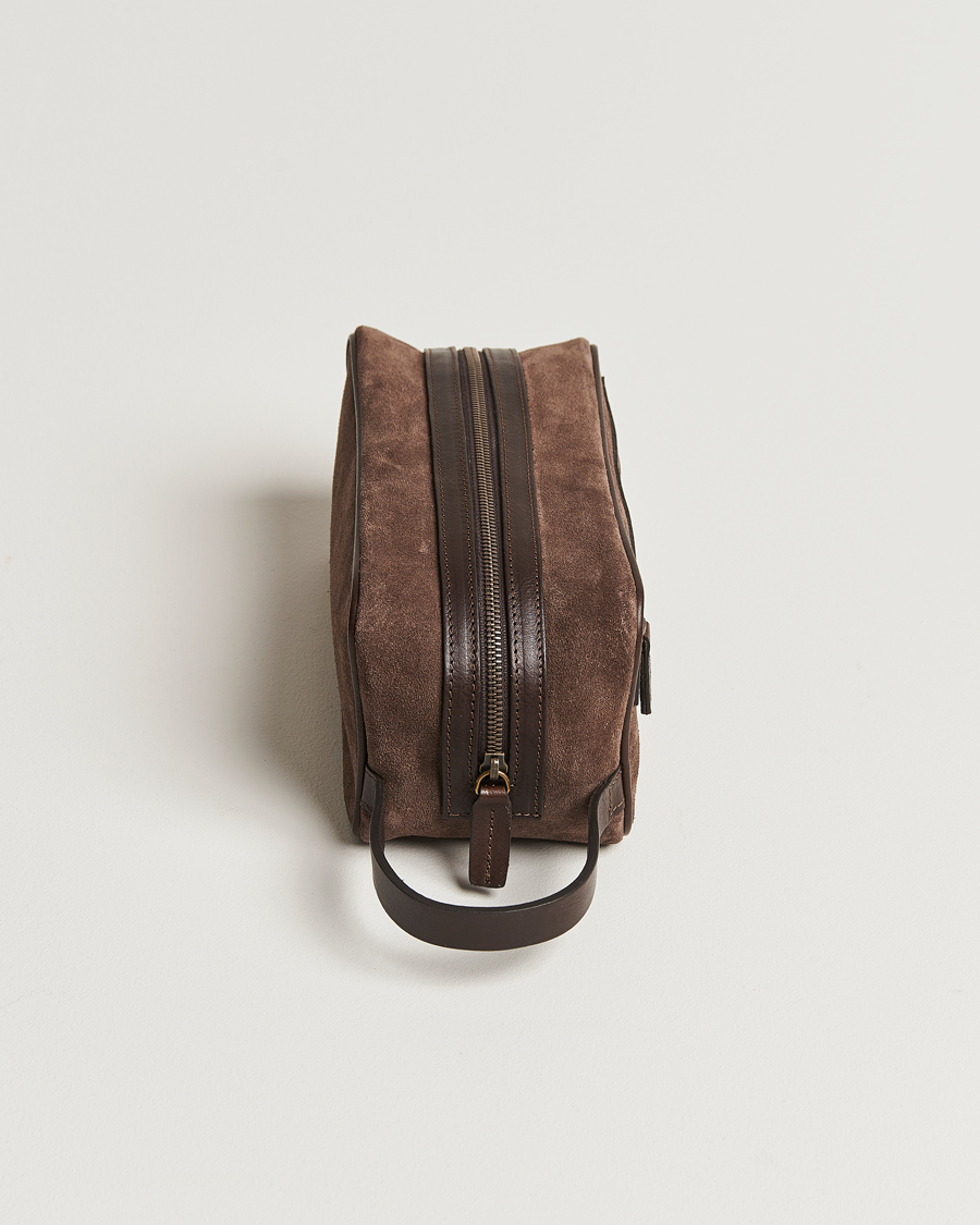 Herren | Taschen | Anderson's | Suede Washbag Dark Brown