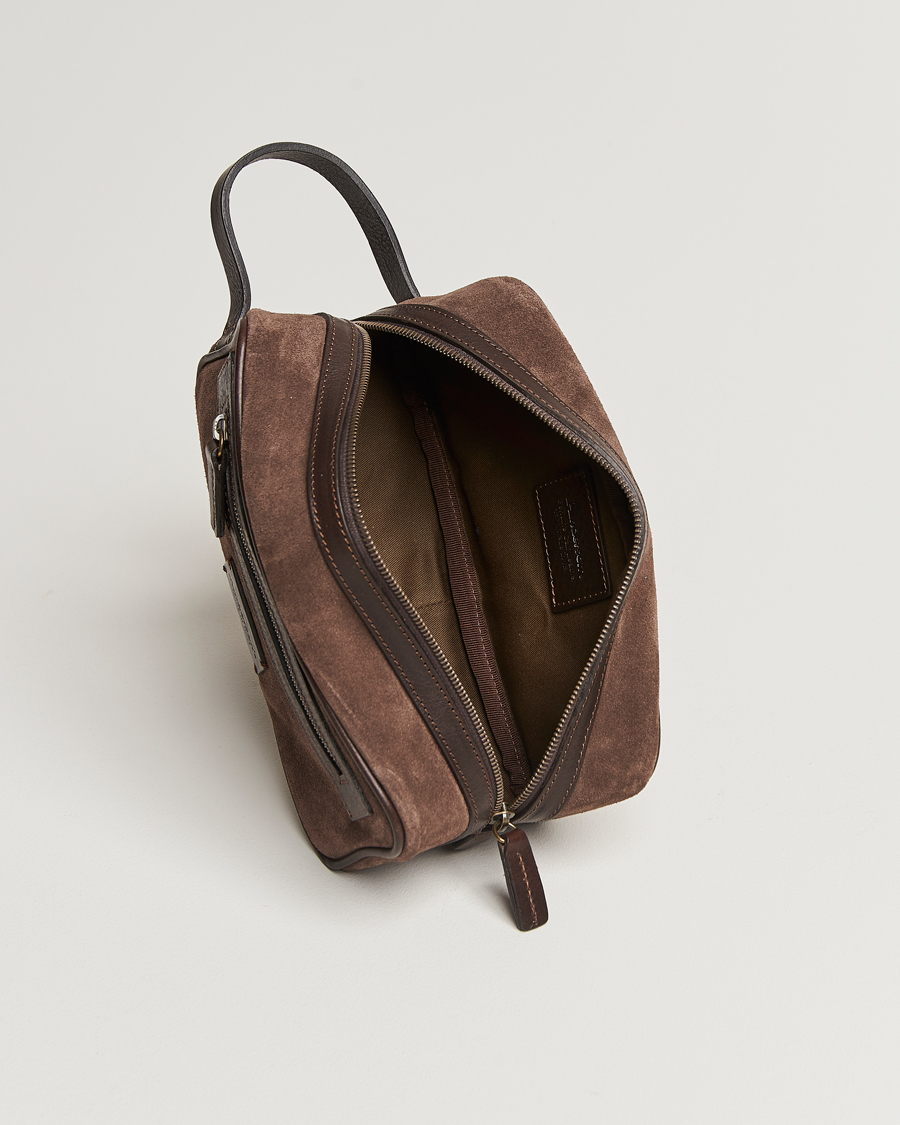 Herren | Taschen | Anderson's | Suede Washbag Dark Brown