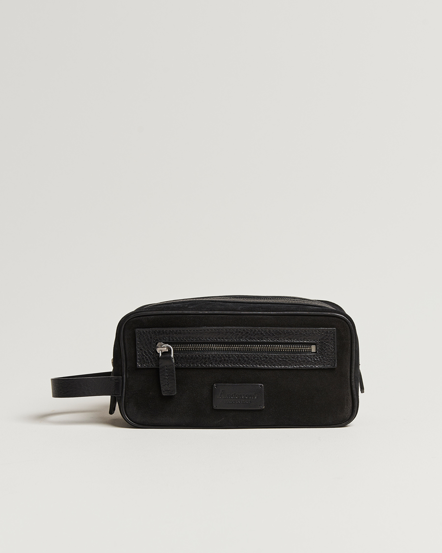 Herren | Taschen | Anderson's | Suede Washbag Black