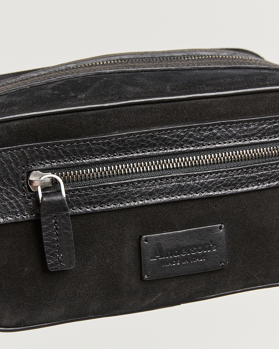 Herren | Taschen | Anderson's | Suede Washbag Black