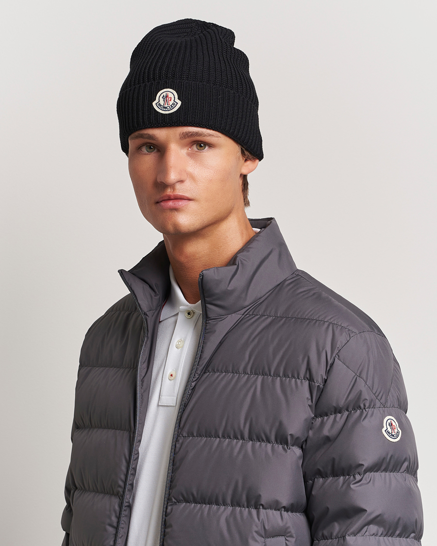 Moncler Logo Embossed Beanie Black