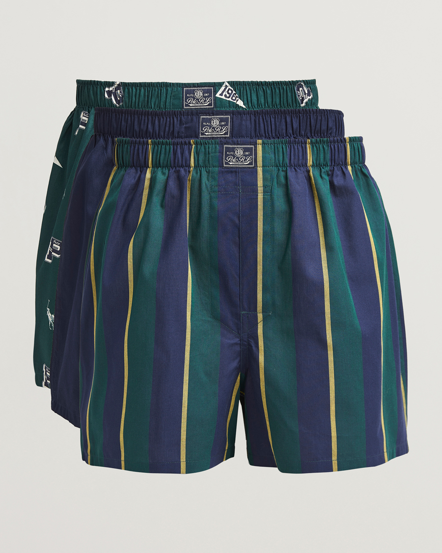 Herren | Unterwäsche | Polo Ralph Lauren | 3-Pack Woven Boxer Stripe/All Over Print/Navy