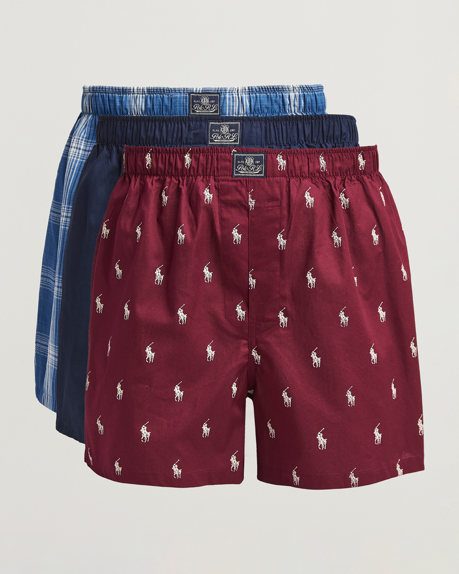Herren | Unterwäsche | Polo Ralph Lauren | 3-Pack Woven Boxer Plaid/Navy/Red PP