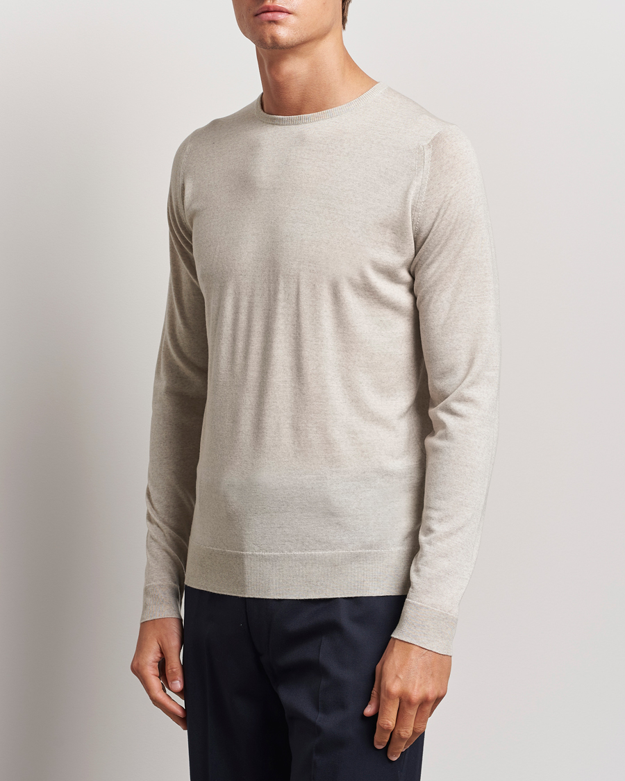 Herren | Pullover | John Smedley | Lundy Extra Fine Merino Crew Neck Grey Fleece
