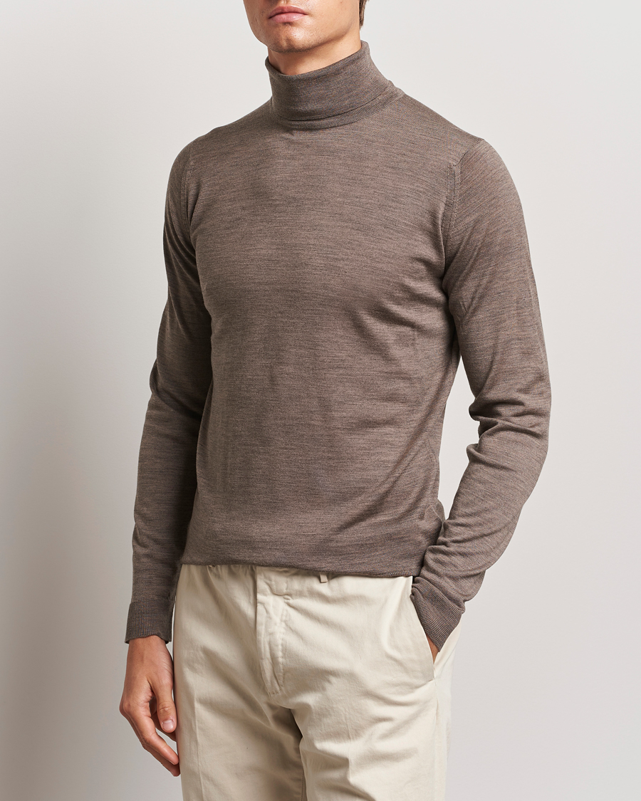 Herren | Pullover | John Smedley | Cherwell Extra Fine Merino Rollneck Mushroom Brown