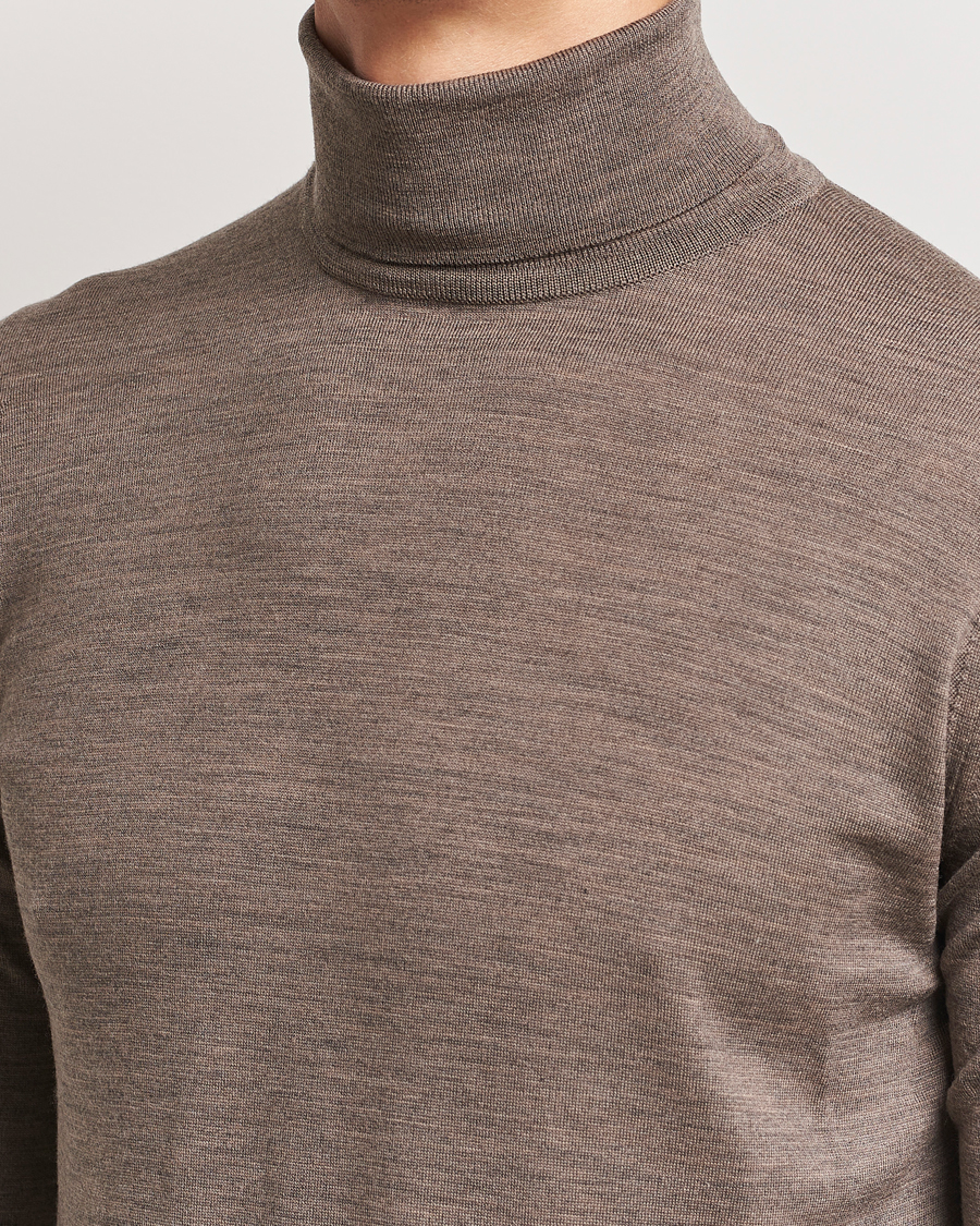 Herren | Pullover | John Smedley | Cherwell Extra Fine Merino Rollneck Mushroom Brown