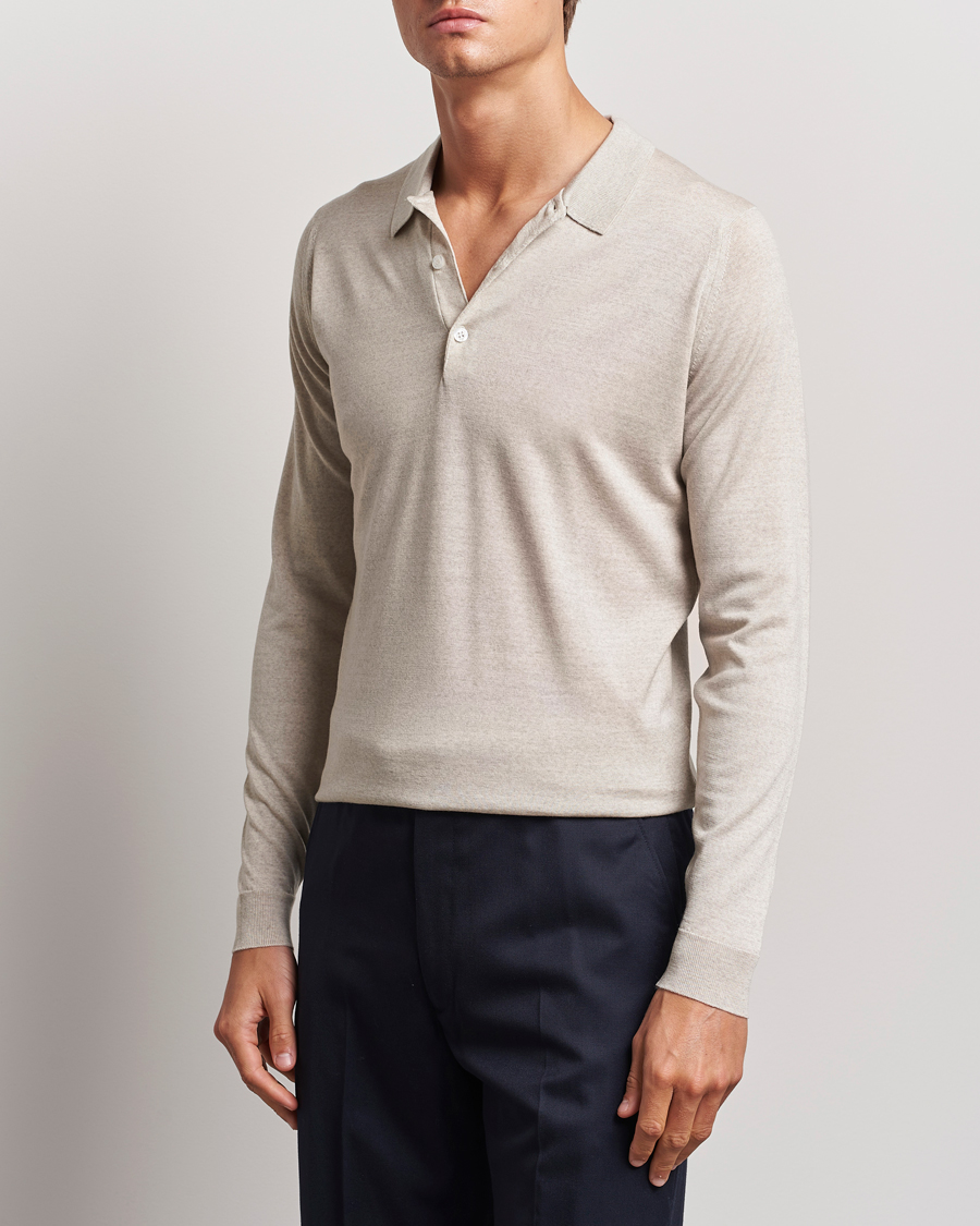 Herren | Pullover | John Smedley | Belper Extra Fine Merino Polo Pullover Grey Fleece