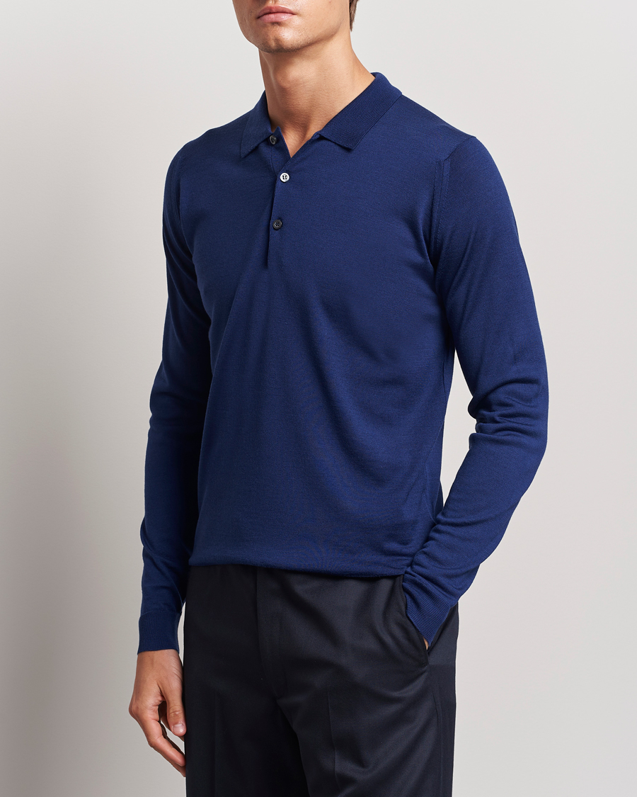 Herren | Kleidung | John Smedley | Belper Extra Fine Merino Polo Pullover Ink Blue