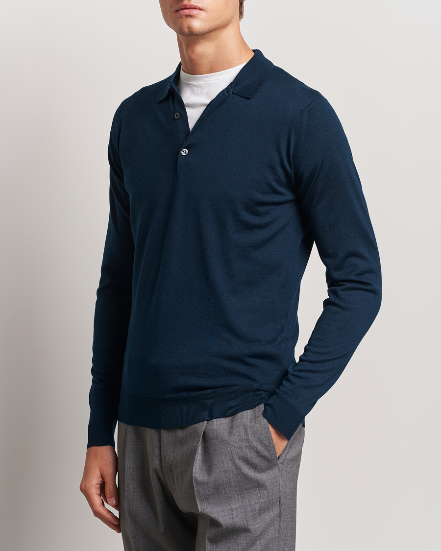 Herren | Pullover | John Smedley | Belper Extra Fine Merino Polo Pullover Orion Green