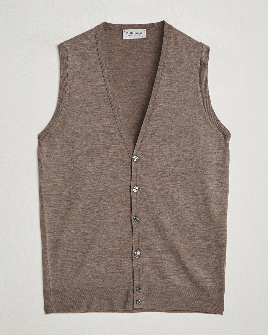 Herren | Pullover | John Smedley | Huntswood Slim Fit Waistcoat Mushroom Brown