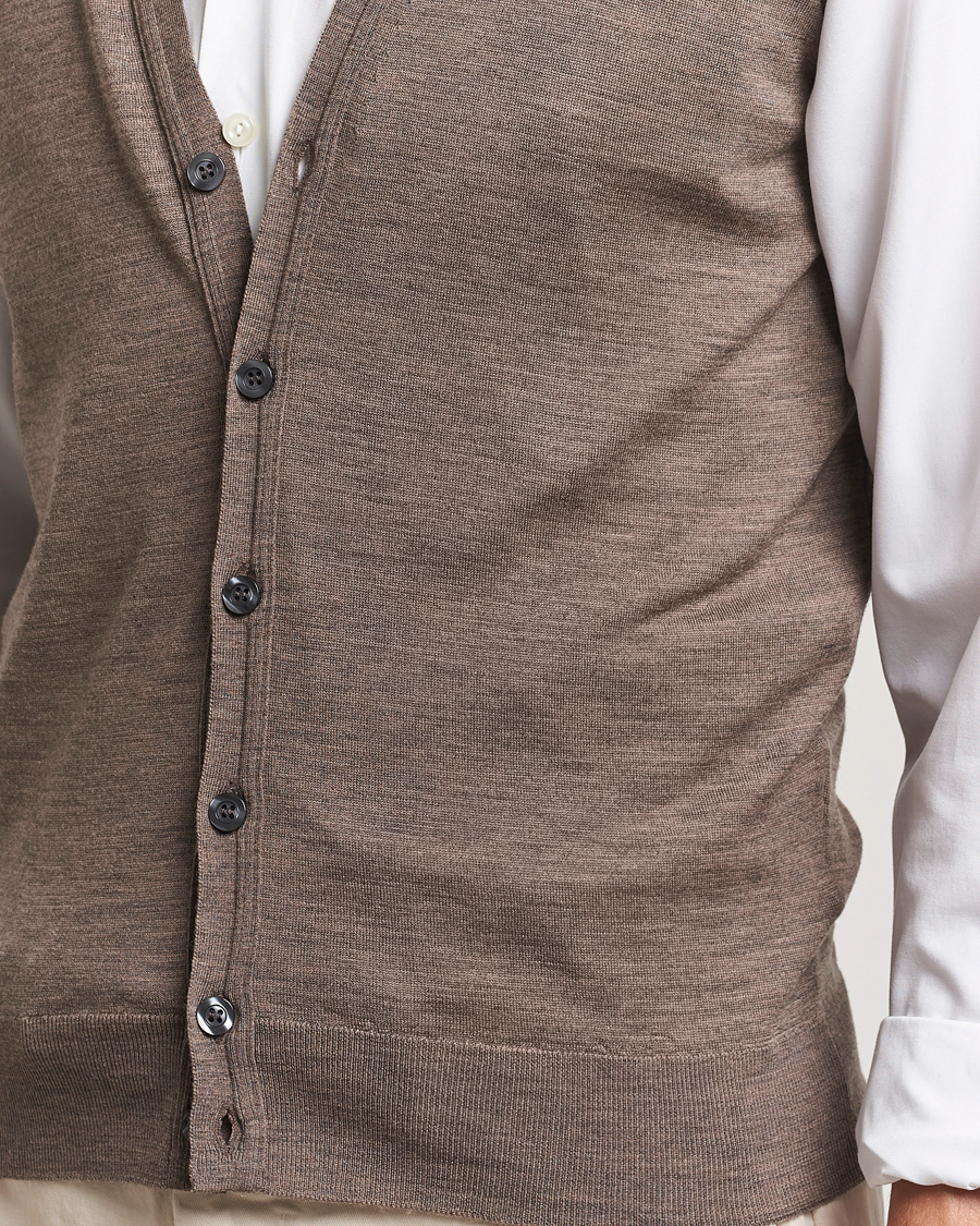 Herren | Pullover | John Smedley | Huntswood Slim Fit Waistcoat Mushroom Brown