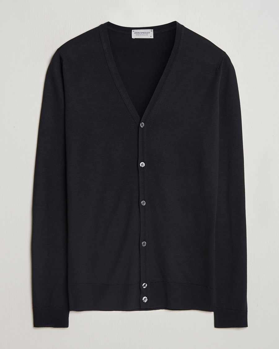 Herren | Pullover | John Smedley | Petworth Extra Fine Merino Cardigan Black