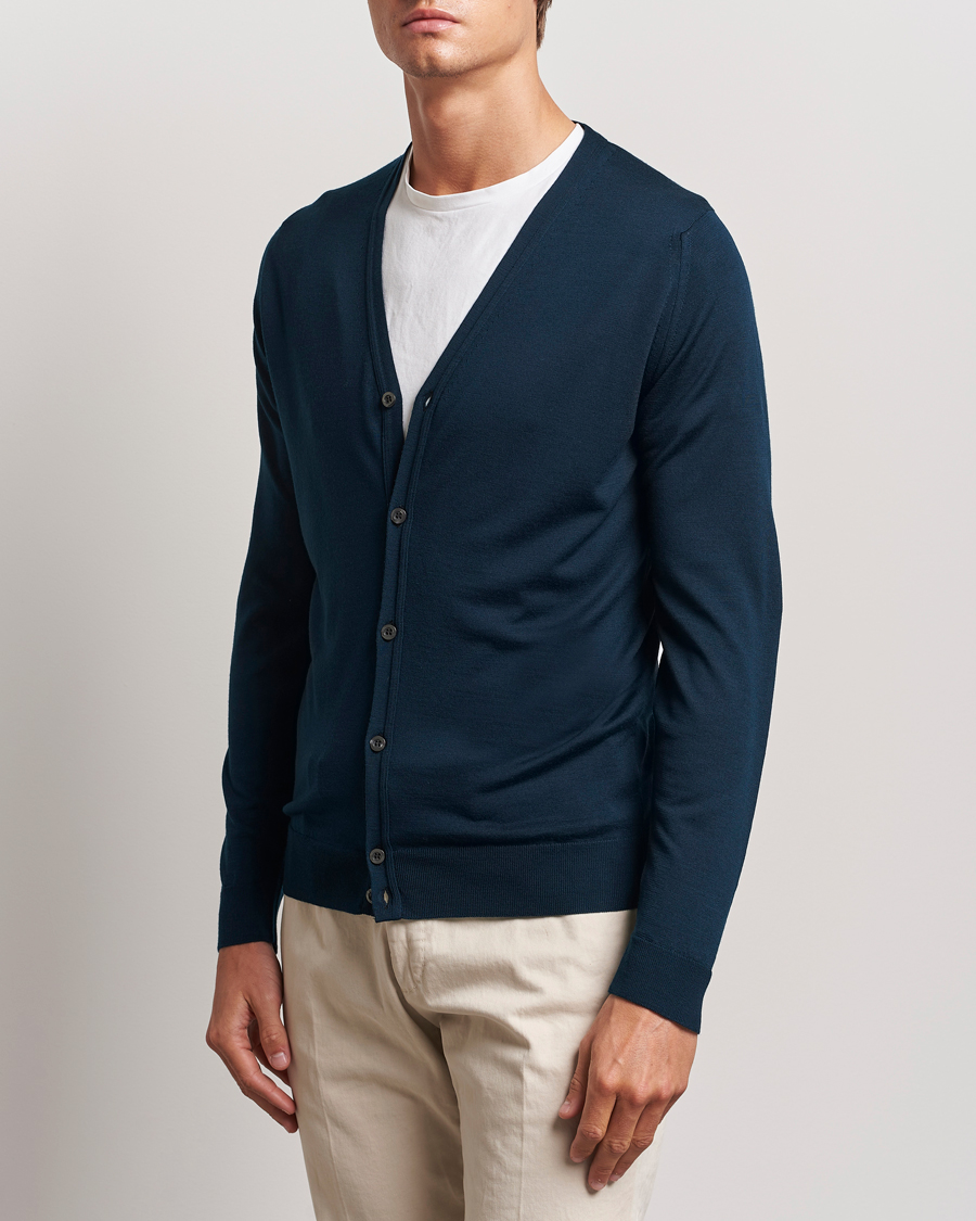 Herren | Pullover | John Smedley | Petworth Extra Fine Merino Cardigan Orion Green