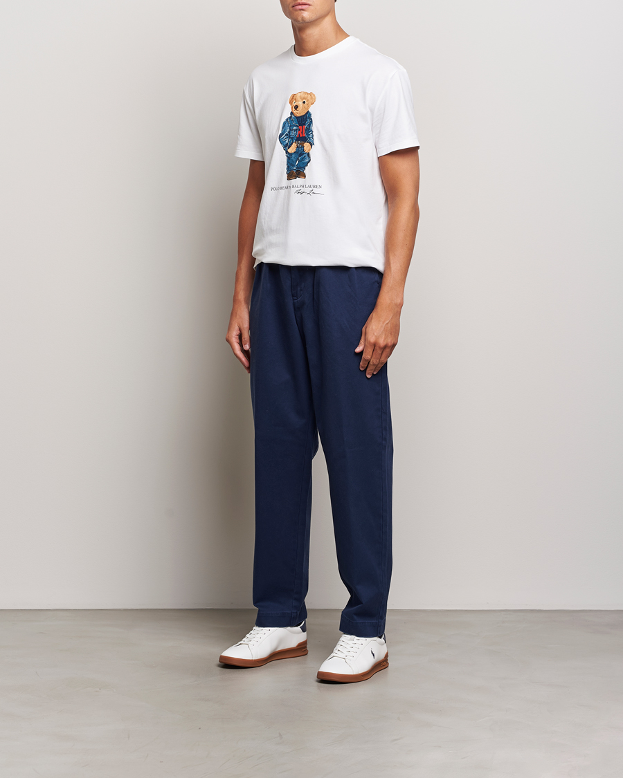 Herren | T-Shirts | Polo Ralph Lauren | Crew Neck T-Shirt White Denim Bear
