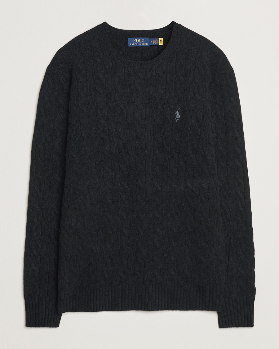 Herren | Pullover | Polo Ralph Lauren | Wool/Cashmere Cable Crew Neck Polo Black