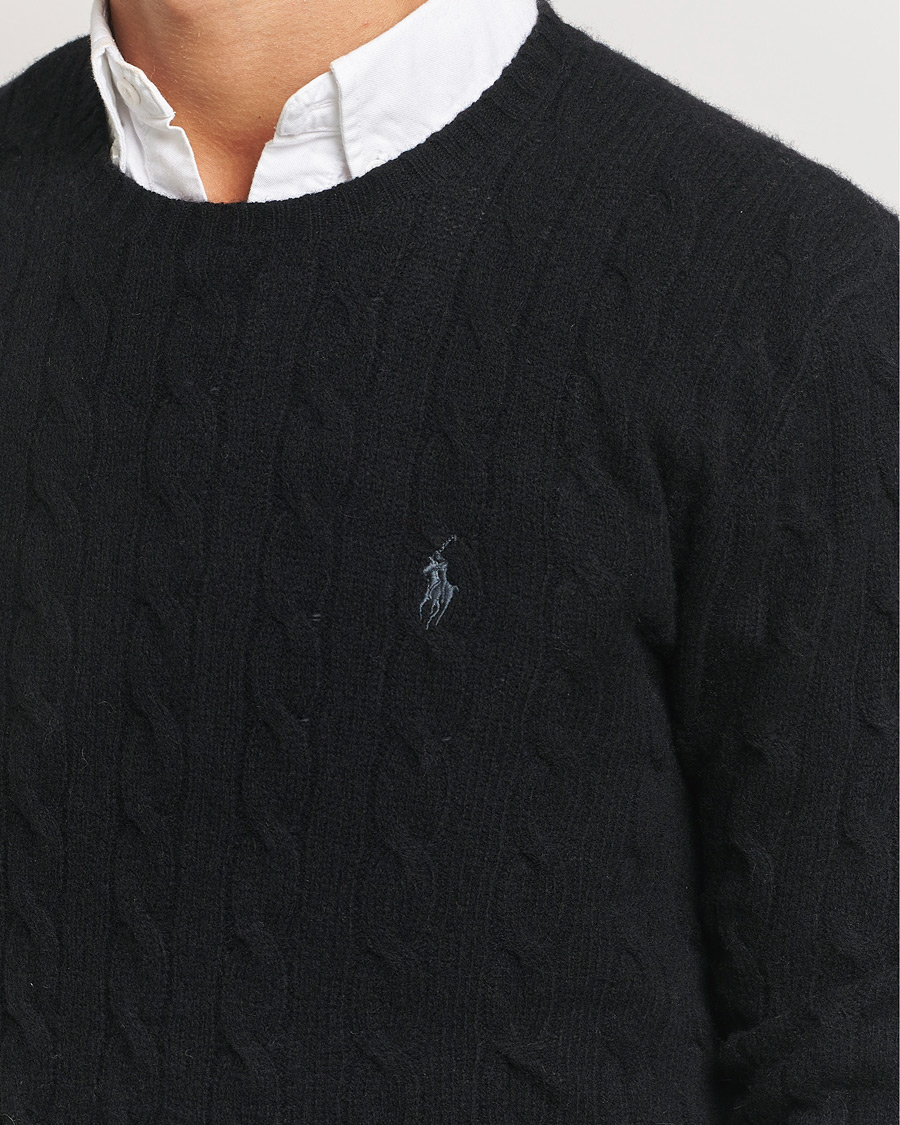 Herren | Pullover | Polo Ralph Lauren | Wool/Cashmere Cable Crew Neck Polo Black