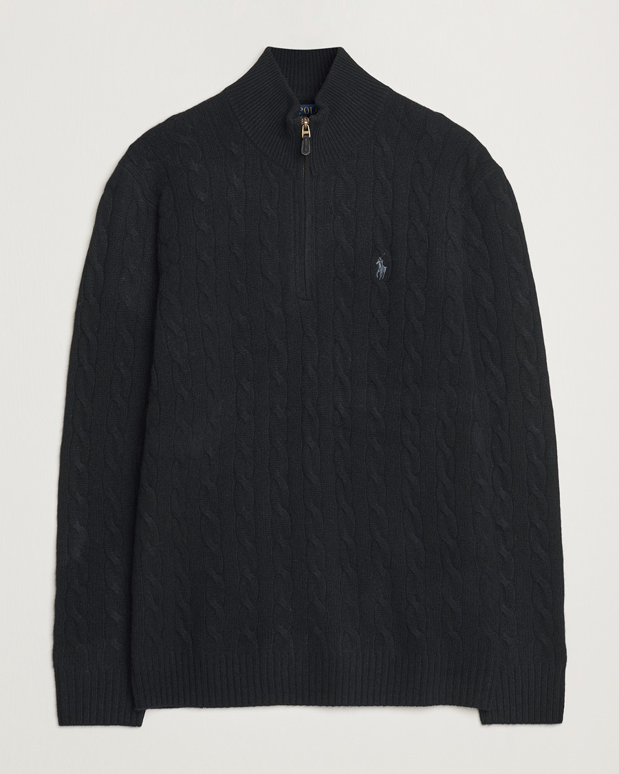 Herren | Pullover | Polo Ralph Lauren | Wool/Cashmere Cable Half Zip Polo Black