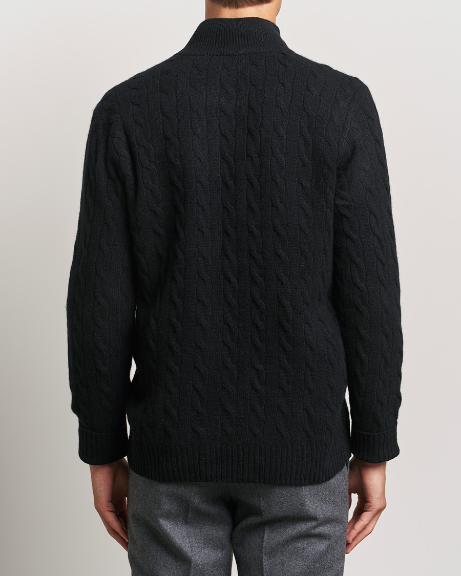 Herren | Pullover | Polo Ralph Lauren | Wool/Cashmere Cable Half Zip Polo Black