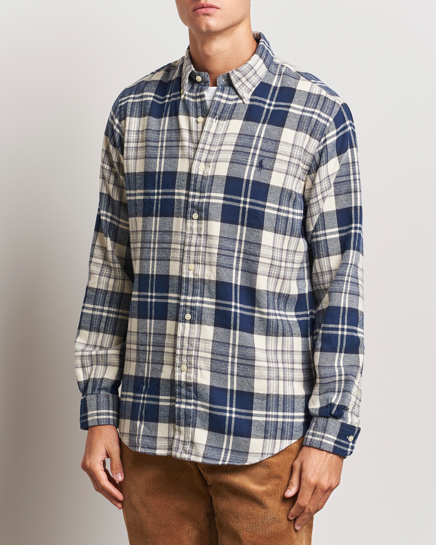 Herren | Hemden | Polo Ralph Lauren | Custom Fit Brushed Flannel Checked Shirt Off White