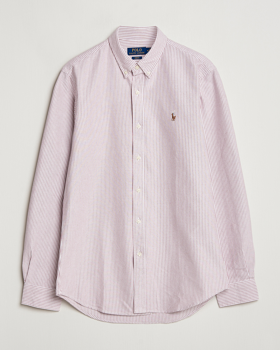 Herren | Hemden | Polo Ralph Lauren | Slim Fit Striped Oxford Shirt Wine/White