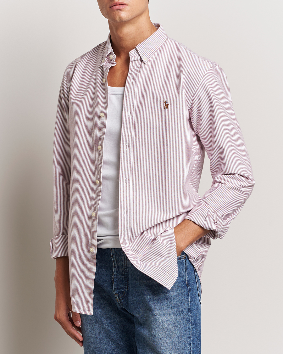 Herren | Hemden | Polo Ralph Lauren | Slim Fit Striped Oxford Shirt Wine/White