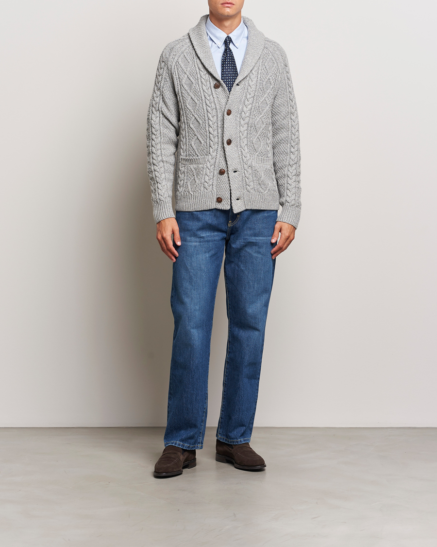 Herren | Pullover | Polo Ralph Lauren | Cotton Shawl Cardigan Grey Combo