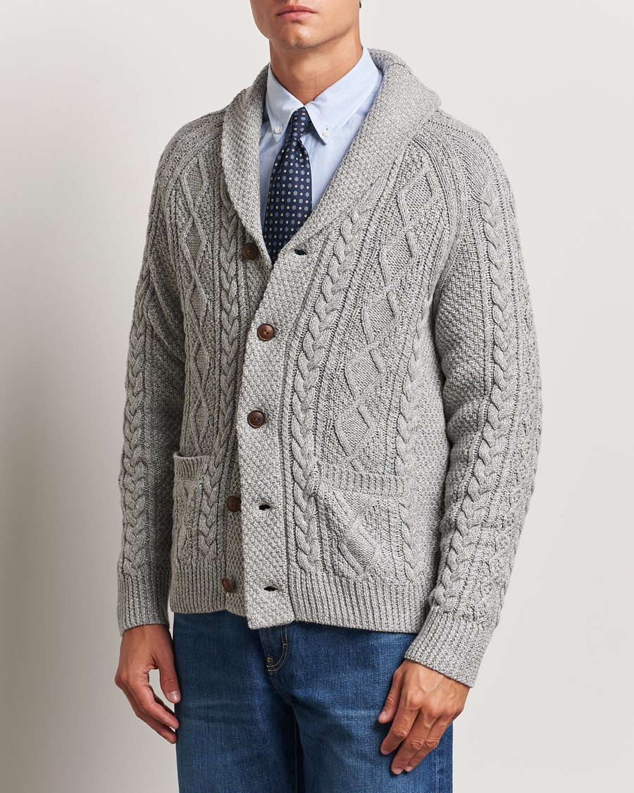 Herren | Pullover | Polo Ralph Lauren | Cotton Shawl Cardigan Grey Combo