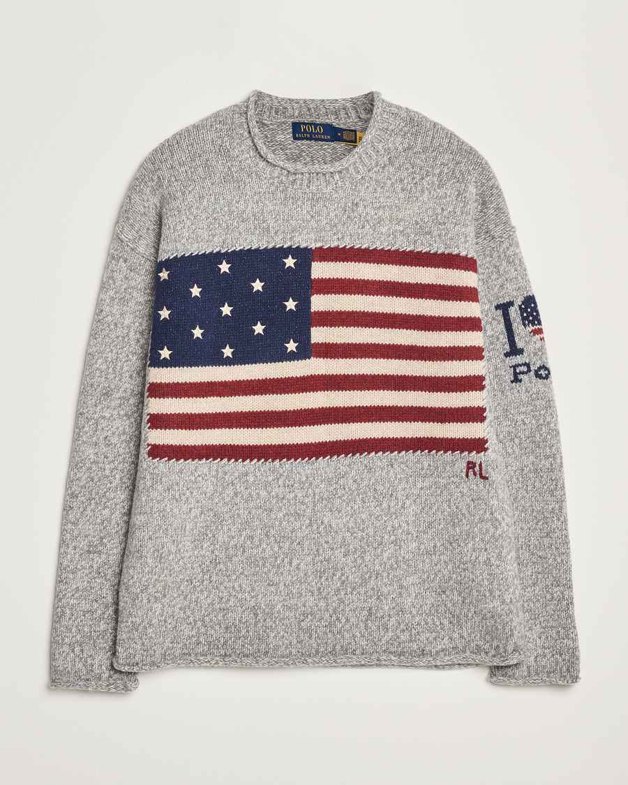 Herren | Pullover | Polo Ralph Lauren | Wool Flag Sweater Grey Combo