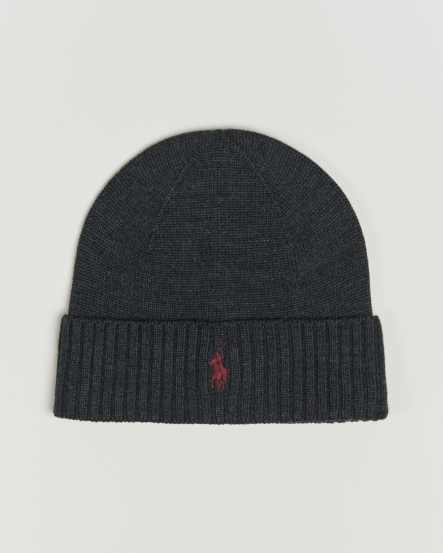 Herren | Polo Ralph Lauren Merino Beanie Dark Granite Heather | Polo Ralph Lauren | Merino Beanie Dark Granite Heather