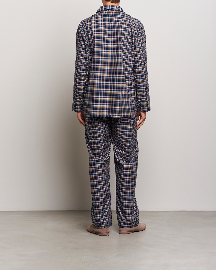 Herren | Derek Rose Cotton Checked Pyjama Set Navy | Derek Rose | Cotton Checked Pyjama Set Navy